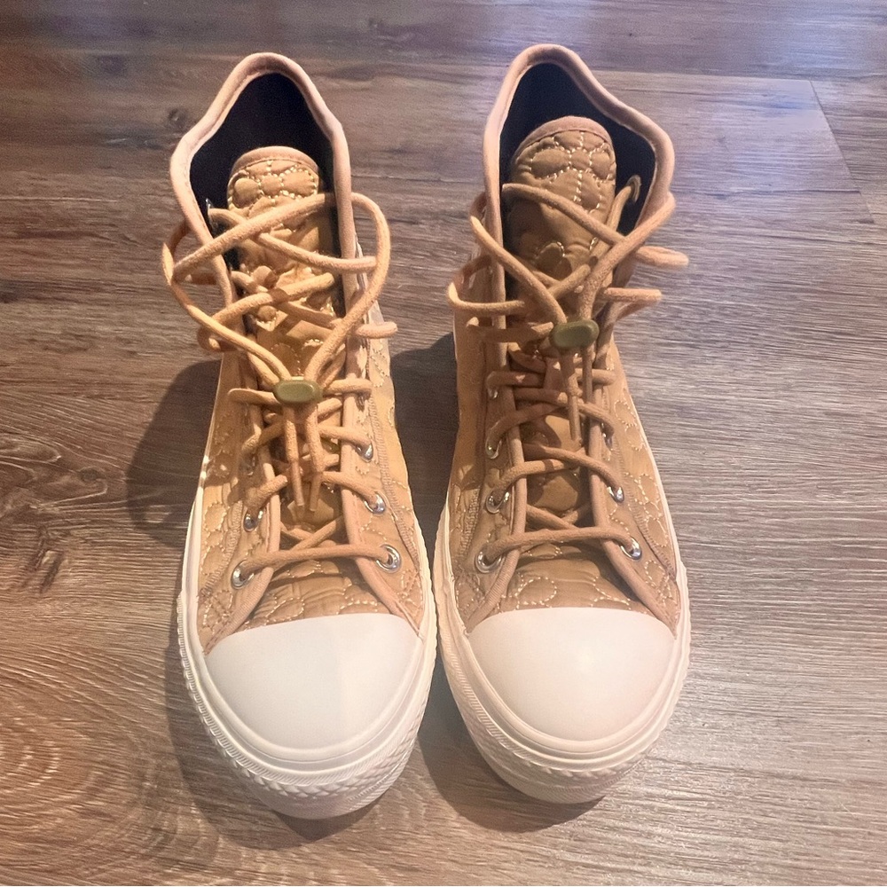 New gold quilted platform converse